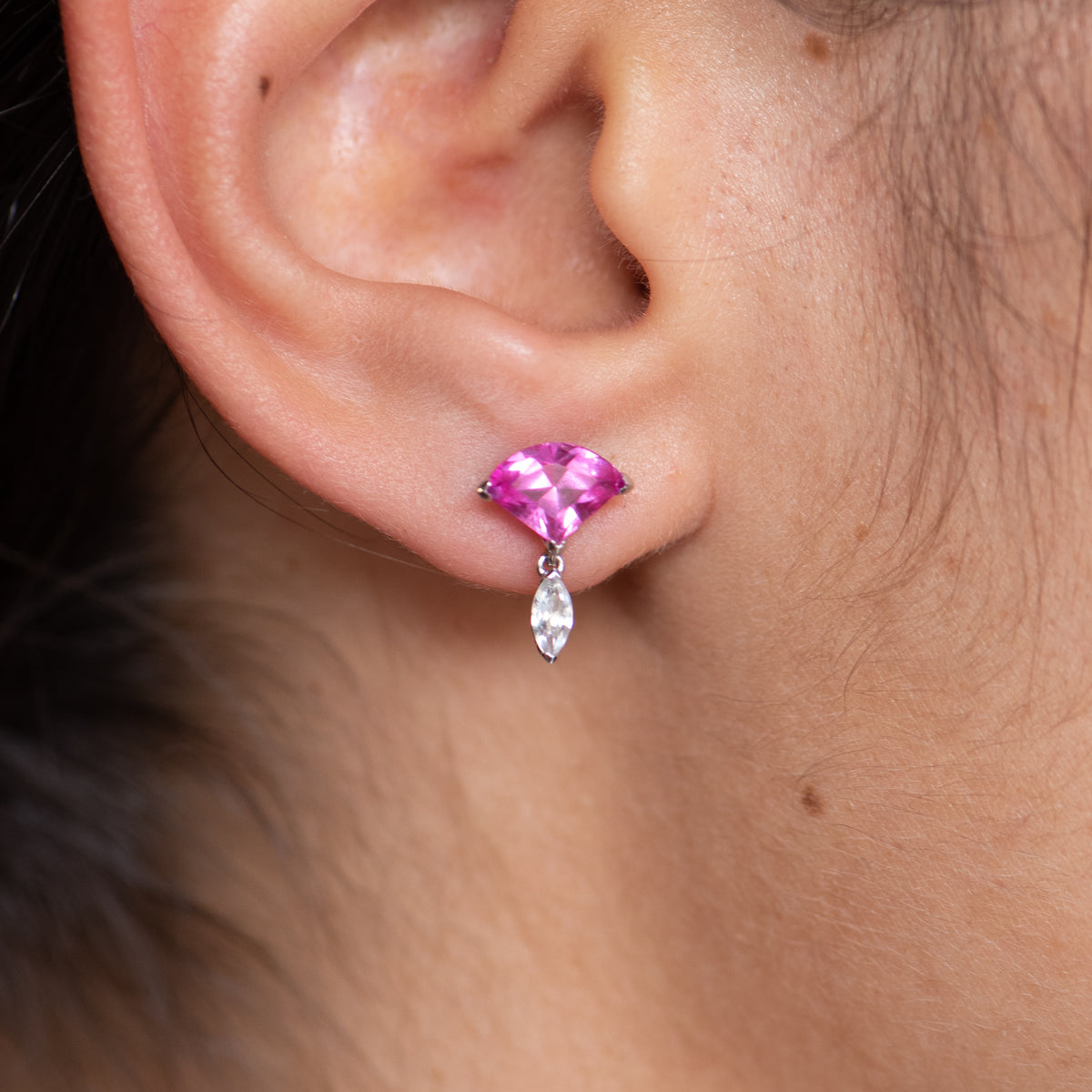 Rose Pink Sapphire Fan Earrings