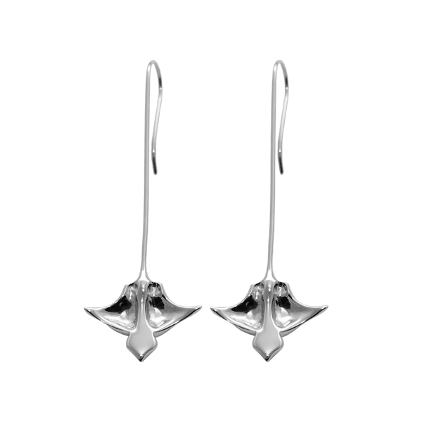 Silver Eagle Ray Drop Earrings
